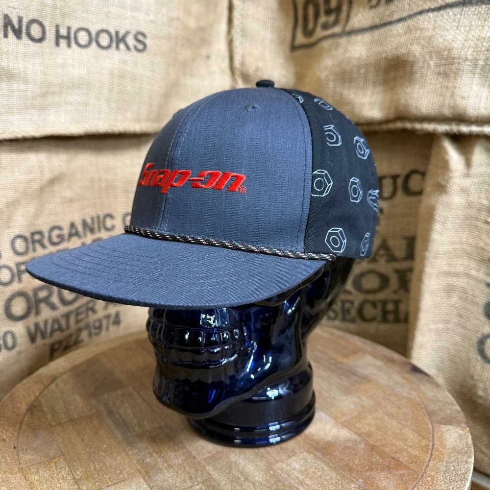 Snap-On Tools Official Licensed Snapback Hat Cap Gray Black Hex Nut Pattern NEW
